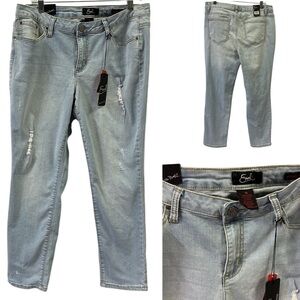 Earl Jeans Light Wash Distressed Stretch Denim Skinny Ankle Blue Jeans Womens 14